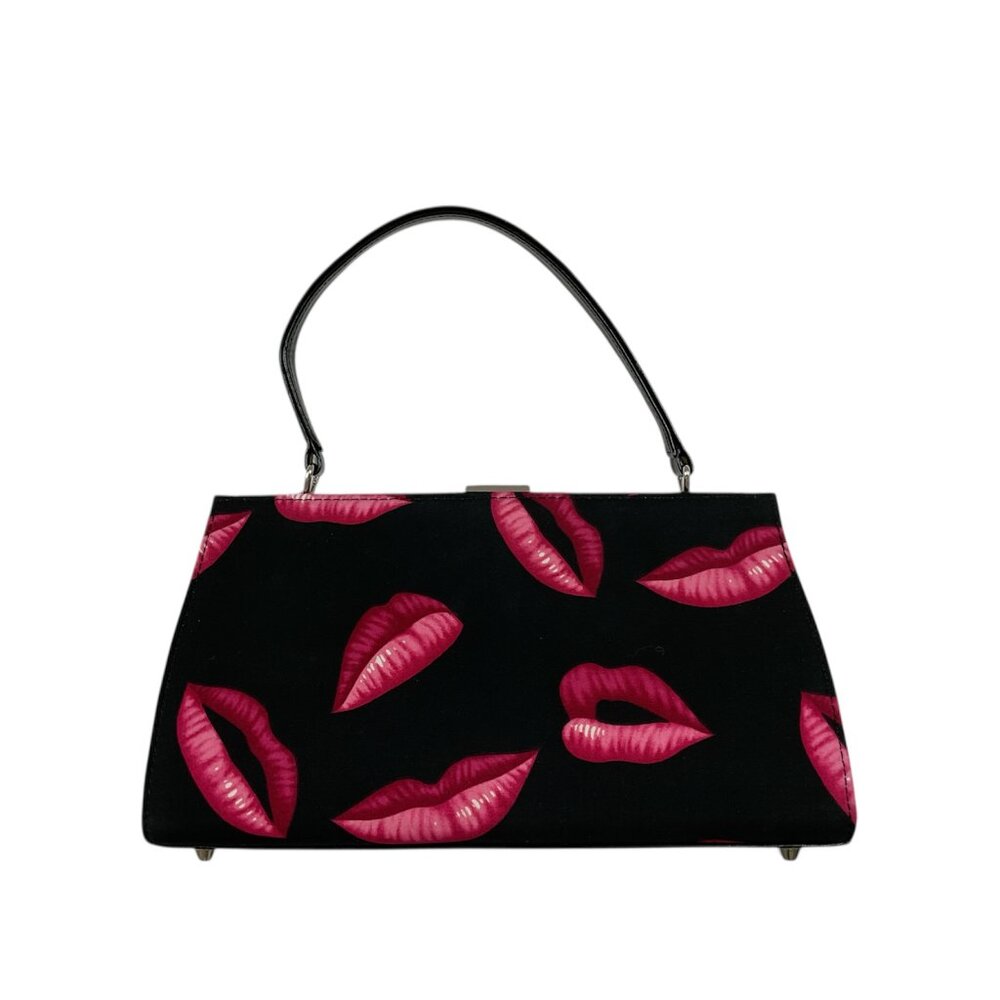 Chic Black and Pink Lips Handbag